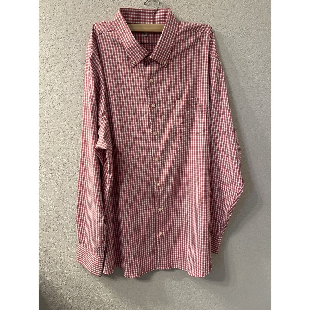 Peter Millar Summer Comfort Long Sleeve Mens XXL Gingham Check‎ Shirt Pink White